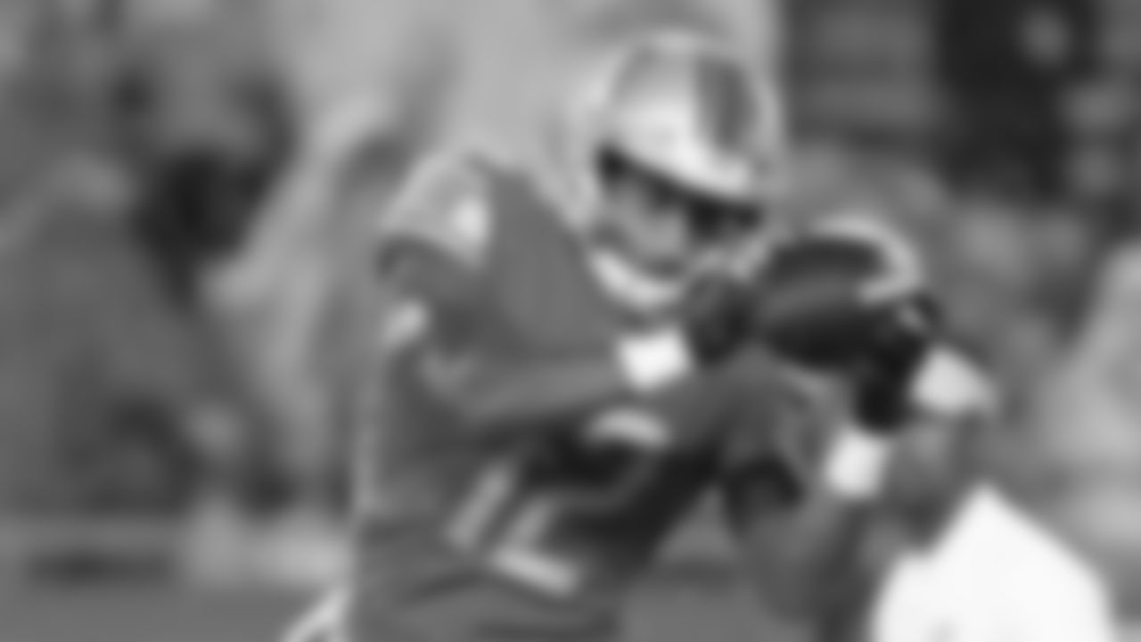 Detroit Lions wide receiver Bradley Marquez (12) makes a reception during warm ups prior to an NFL football game against the Tampa Bay Buccaneers, Friday, Aug. 24, 2018 in Tampa. The Lions defeated the Buccaneers 33-30. (Perry Knotts via AP)