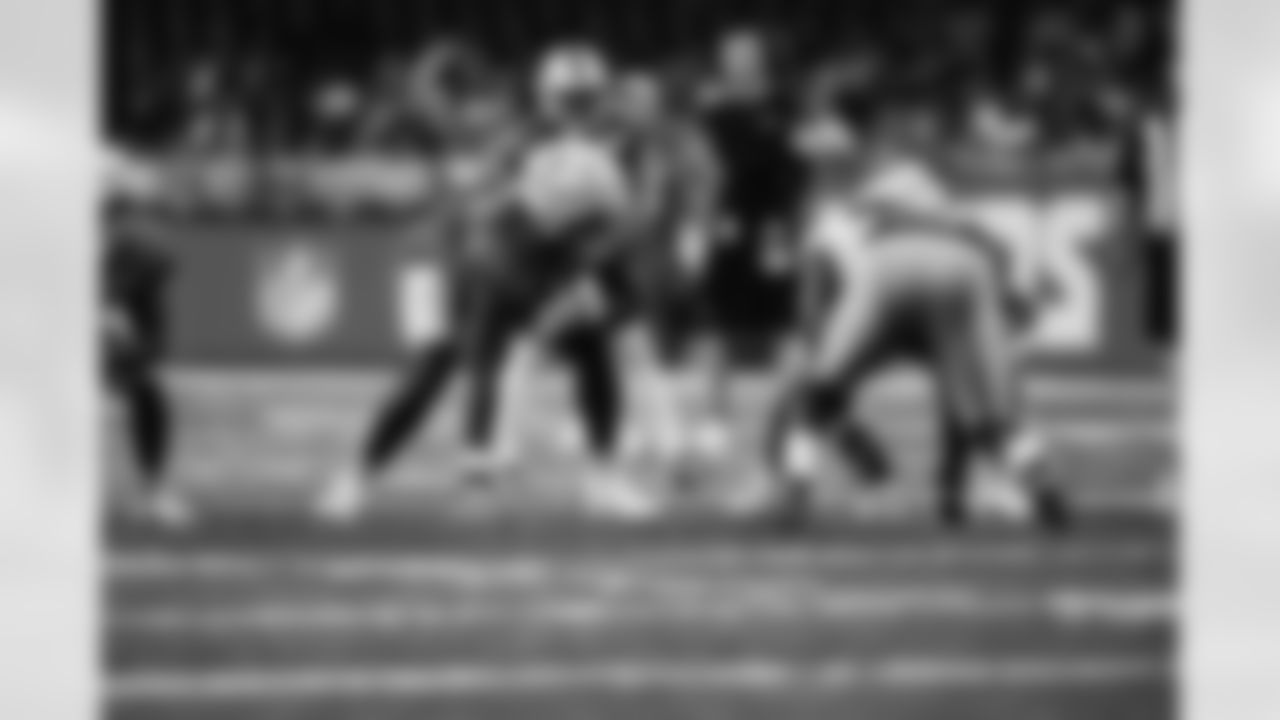 Detroit Lions tackle Obinna Eze (65) during Lions Family Fest practice at Ford Field in Detroit, MI on August 6, 2022. (Jeff Nguyen & Josh Mandujano/Detroit Lions)