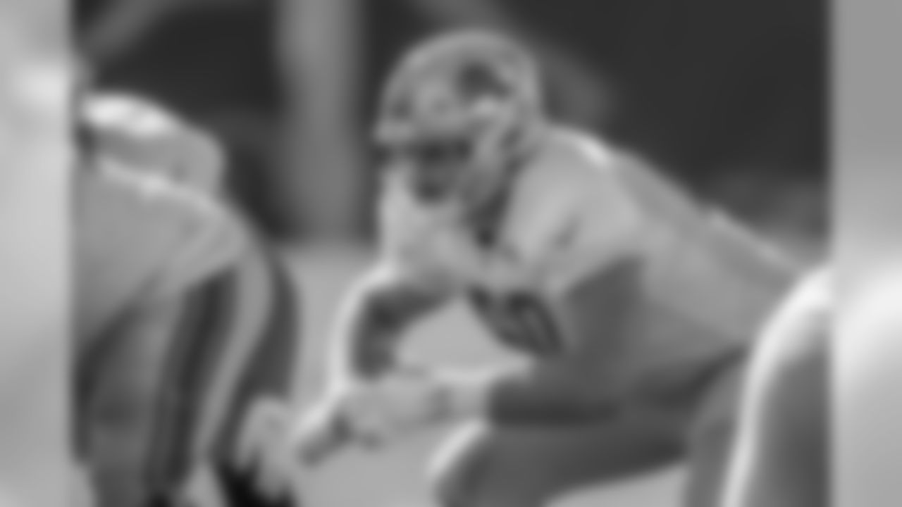 Detroit Lions center/guard Graham Glasgow (60) during Day 13 of 2019 Detroit Lions Training Camp presented by Rocket Mortgage on Saturday, Aug. 10, 2019 in Allen Park, Mich. (Detroit Lions via AP)