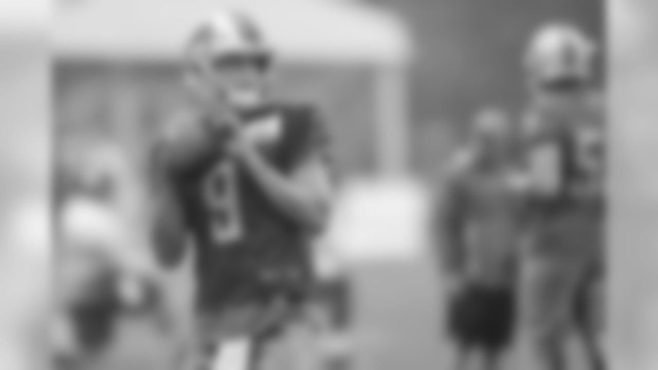 Detroit Lions quarterback Matthew Stafford (9) during training camp practice on Thursday, Aug. 16, 2018 in Allen Park, Mich. (Detroit Lions via AP)