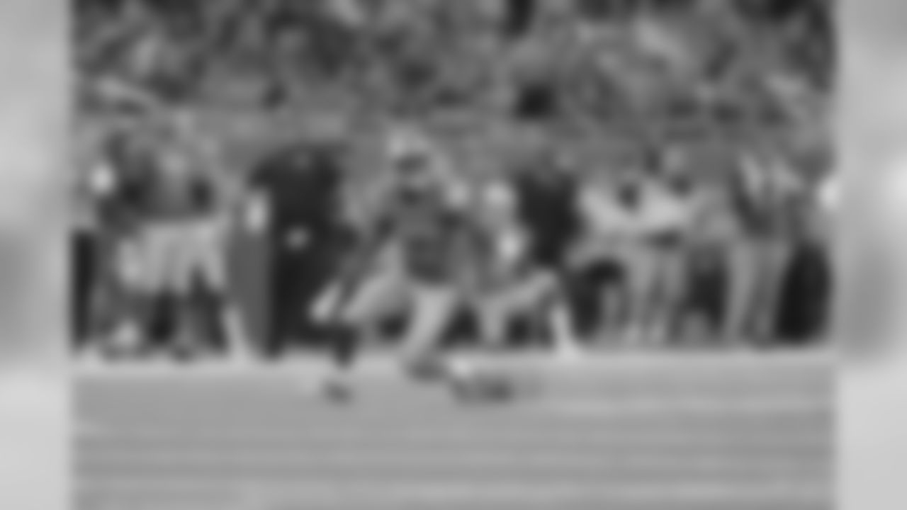 Detroit Lions running back Kerryon Johnson (33) catches a screen pass for a 36-yard touchdown during a NFL football game against the Los Angeles Chargers Sunday, Sept. 15, 2019 in Detroit. (Detroit Lions via AP).