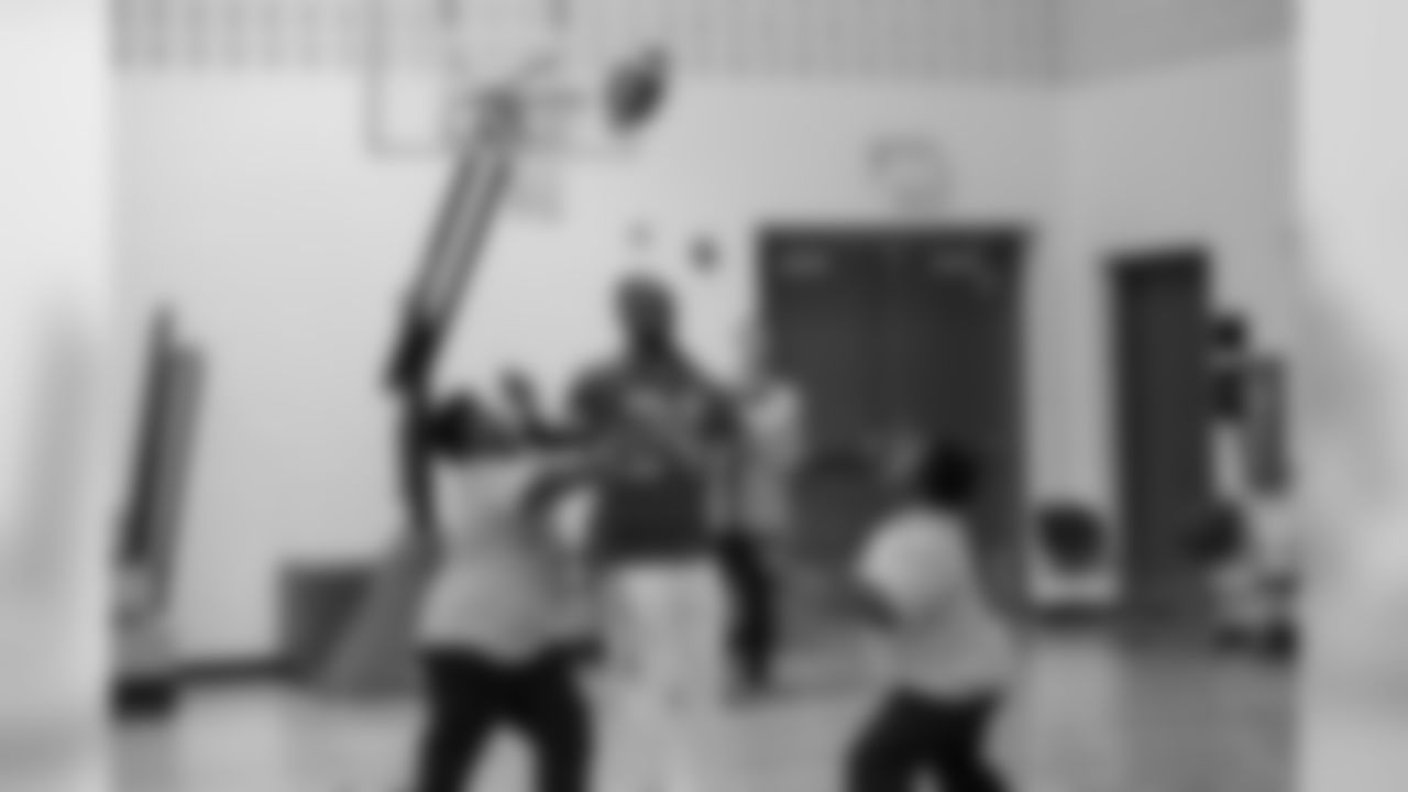 Detroit Lions cornerback Nevin Lawson (24) at a real players don't bully assembly with Playworks at Hutchinson Elementary School on Tuesday, Oct. 22, 2018 in Detroit.