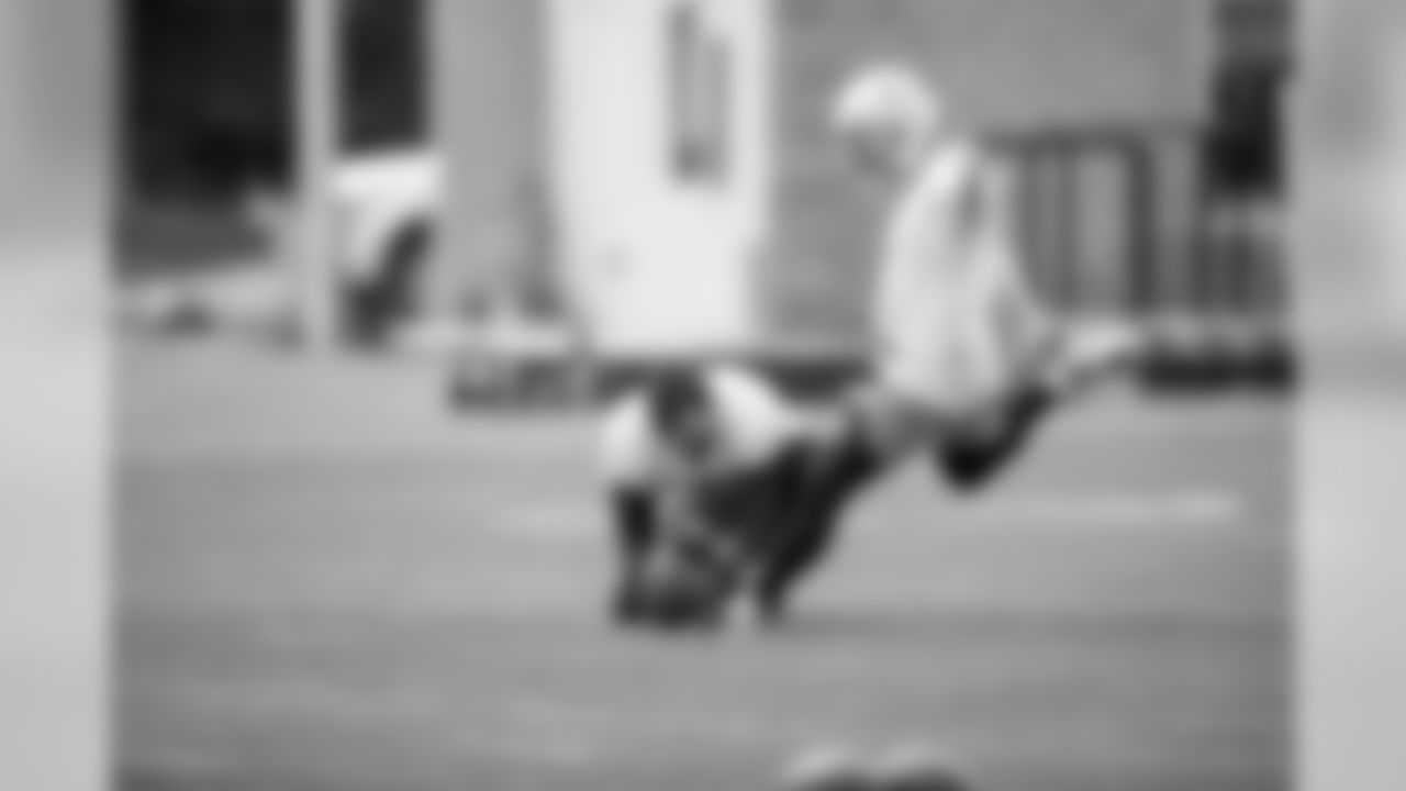 Detroit Lions kicker Matt Prater (5) during Day 1 of OTAs on Monday, May 20, 2019 in Allen Park, Mich. (Detroit Lions via AP)