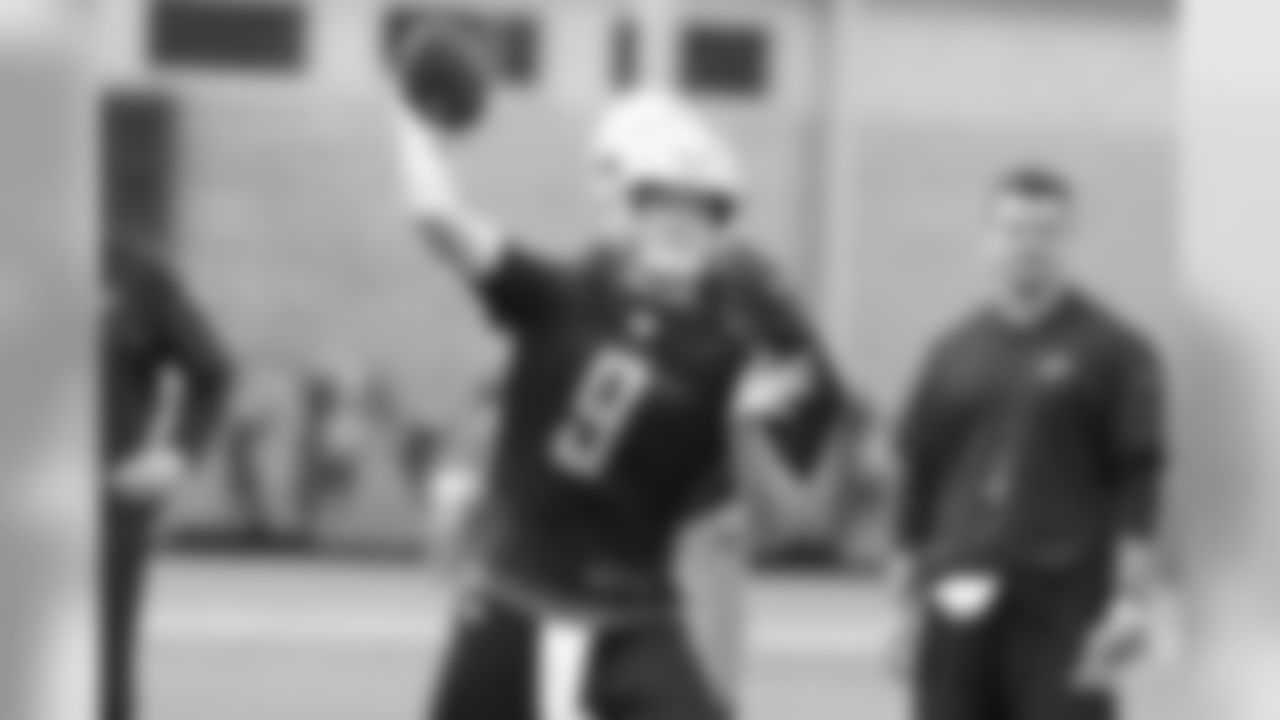 Detroit Lions quarterback Matthew Stafford (9) during Day 3 of OTAs on Thursday, May 23, 2019 in Allen Park, Mich. (Detroit Lions via AP)