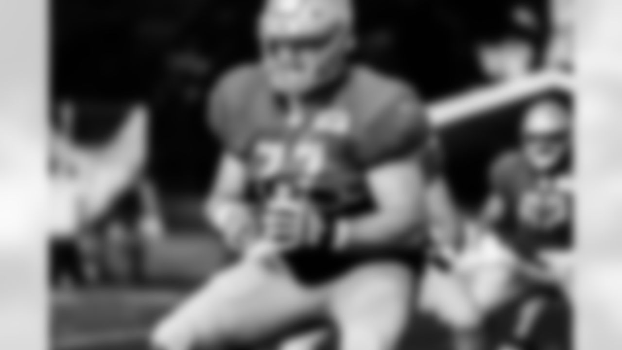 Detroit Lions center Frank Ragnow (77) during a training camp practice at the Training Facility in Allen Park, MI on August 3rd, 2021. (Jeff Nguyen/Detroit Lions)