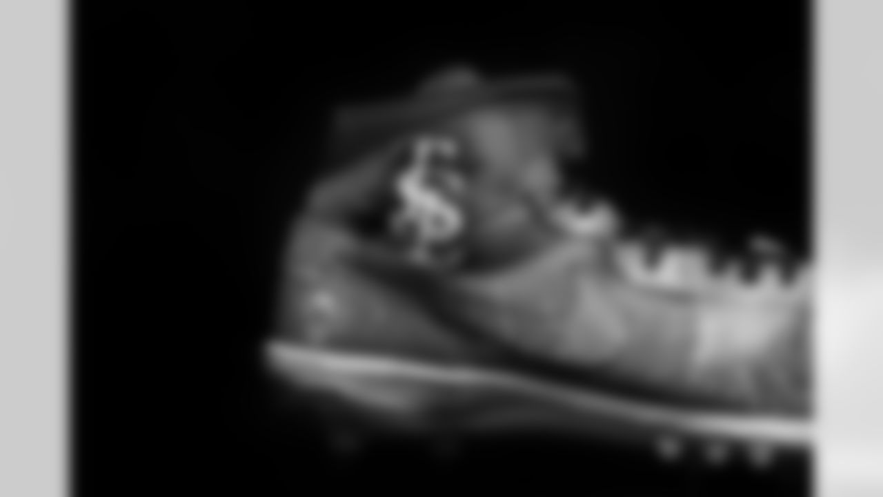 Cleats belonging to Detroit Lions outside linebacker Charles Harris (53) for the My Cause My Cleats initiative, shot in Allen Park MI on November 19, 2021. (Jeff Nguyen/Detroit Lions)