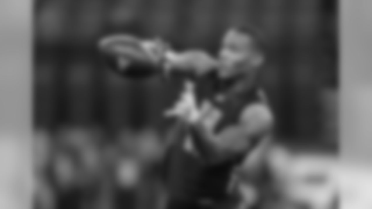 Northern Illinois wide receiver Kenny Golladay runs a drill at the NFL football scouting combine in Indianapolis, Saturday, March 4, 2017. (AP Photo/Michael Conroy)
