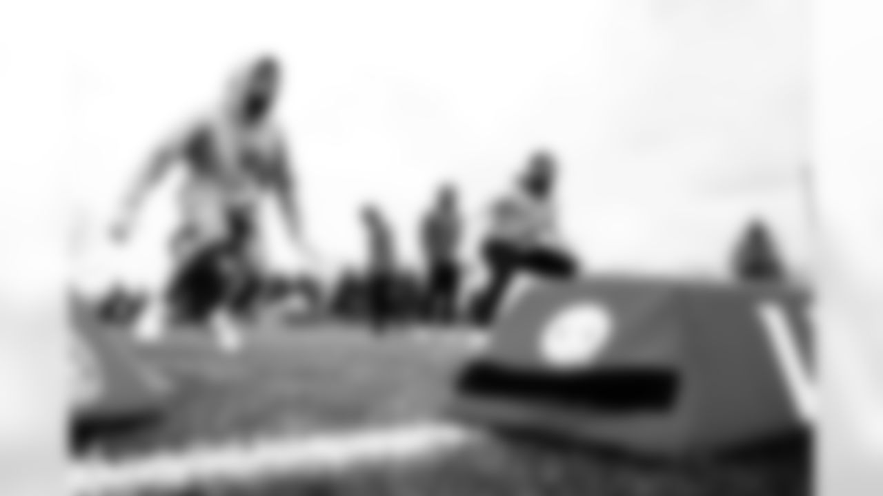 Detroit Lions linebacker Josh Woods (51), Detroit Lions linebacker Derrick Barnes (55), Detroit Lions linebacker Anthony Pittman (57) during a morning workout at the Lions training facility in Allen Park, MI on May 2, 2022. (Jeff Nguyen/Detroit Lions)