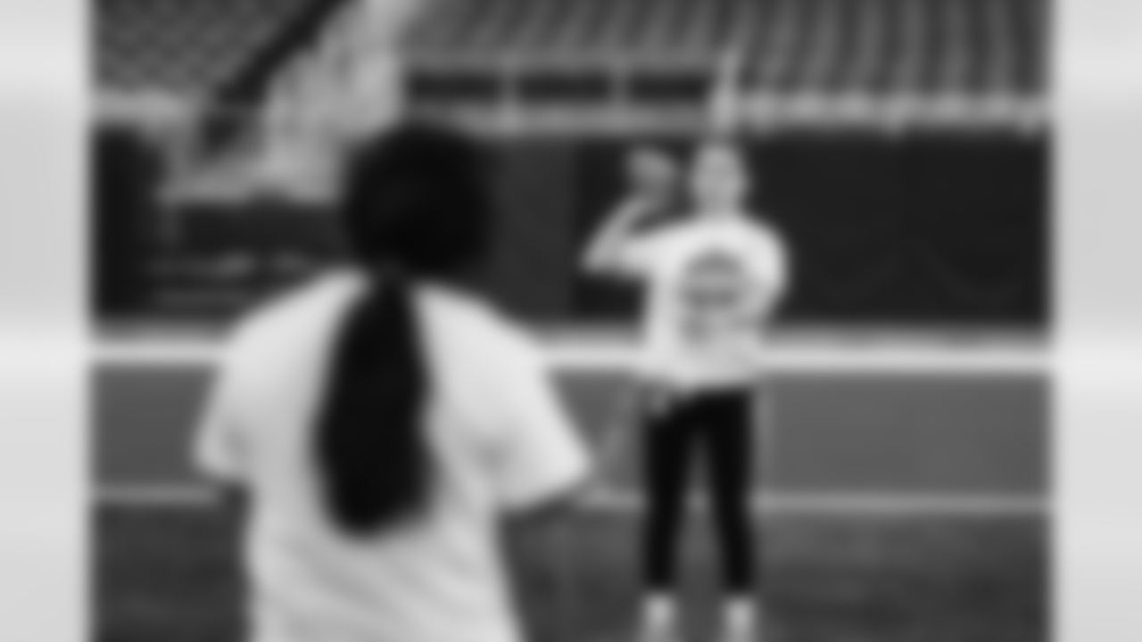 Girls Flag Football Clinic at Ford Field in Detroit, MI on March 28, 2023. (Jeff Nguyen/Detroit Lions)