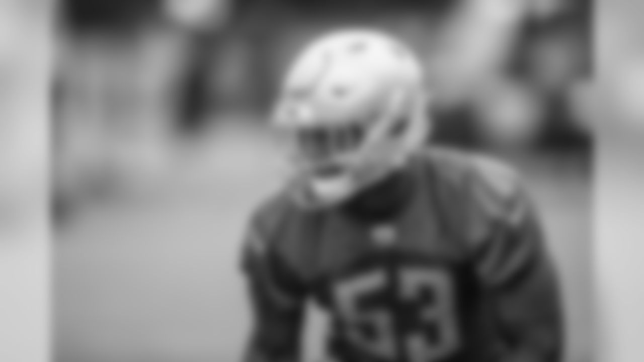 Detroit Lions linebacker Malik Carney (53) during Day 3 of minicamp on Thursday, June 6, 2019 in Allen Park, Mich. (Detroit Lions via AP)