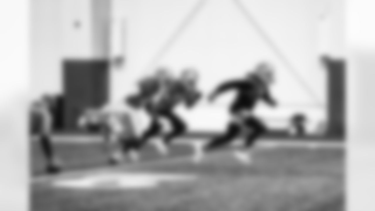 Detroit Lions wide receiver Josh Johnson (80), Detroit Lions wide receiver Stanley Berryhill (83), Detroit Lions wide receiver Kalif Raymond (11) during practice at the Lions Training Facility in Allen Park, MI on October 20, 2022. (Jeff Nguyen/Detroit Lions)