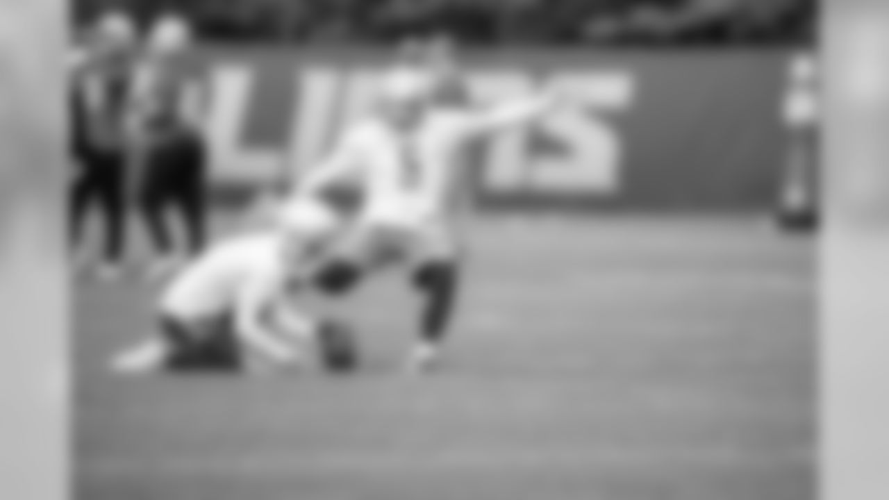 Detroit Lions kicker Matt Prater (5) during Day 1 of OTAs on Monday, May 20, 2019 in Allen Park, Mich. (Detroit Lions via AP)