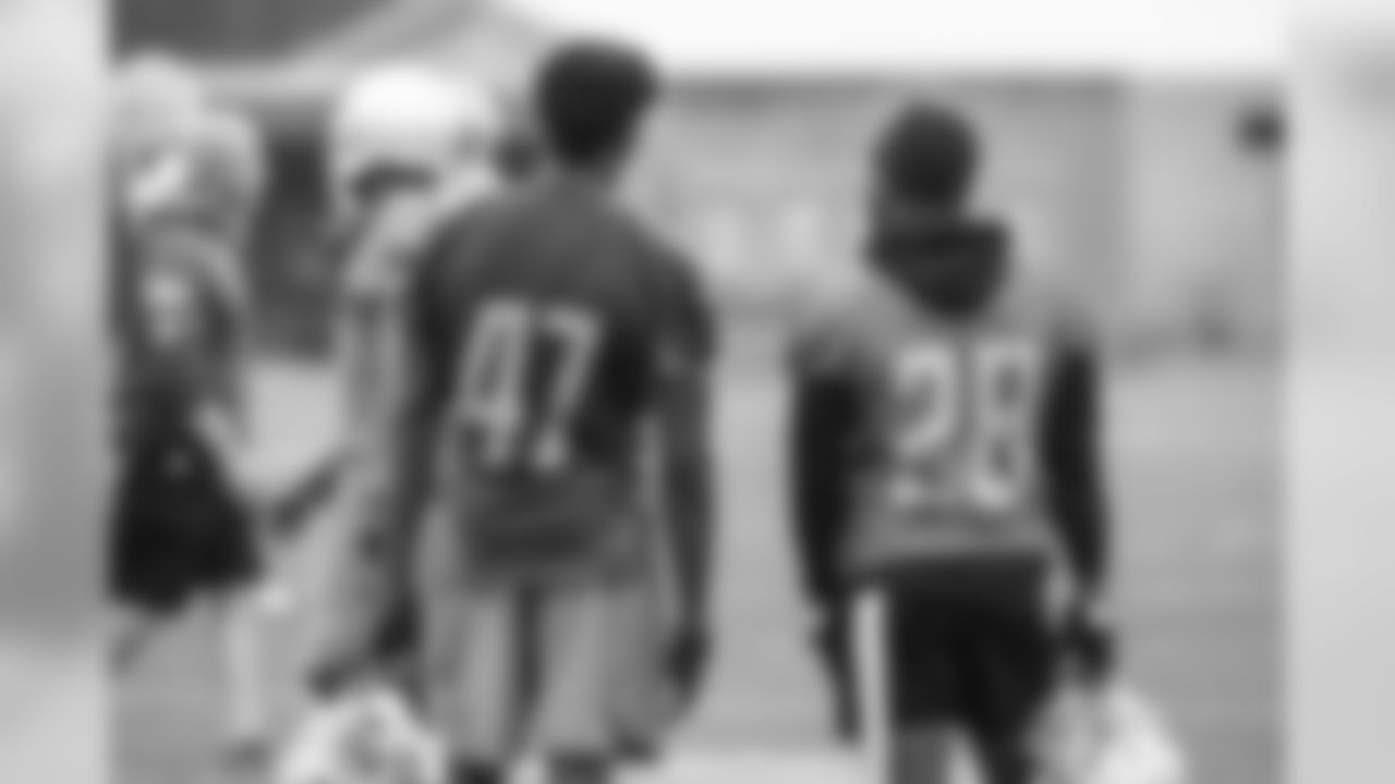 Detroit Lions defensive back Tracy Walker (47) and defenisve back Quandre Diggs (28) during Day 4 of OTAs on Wednesday, May 29, 2019 in Allen Park, Mich. (Detroit Lions via AP)
