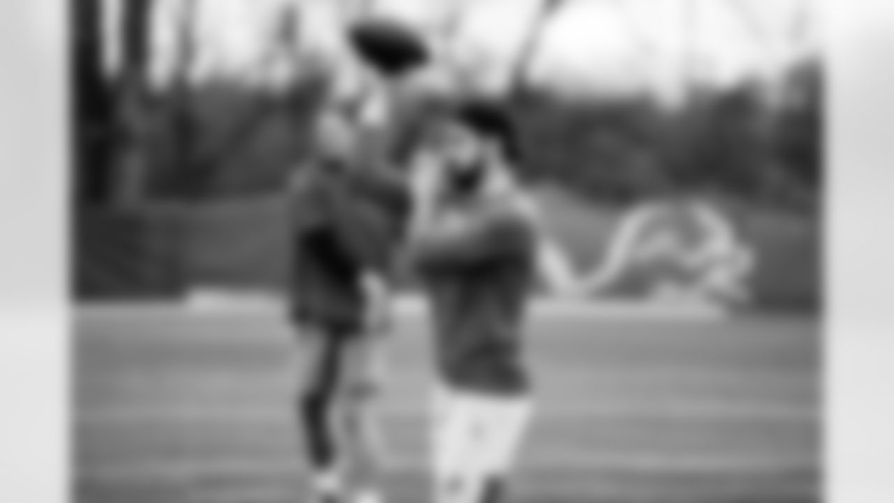 Detroit Lions quarterback David Blough (10) during a morning workout at the Lions training facility in Allen Park, MI on May 11, 2022. (Jeff Nguyen/Detroit Lions)