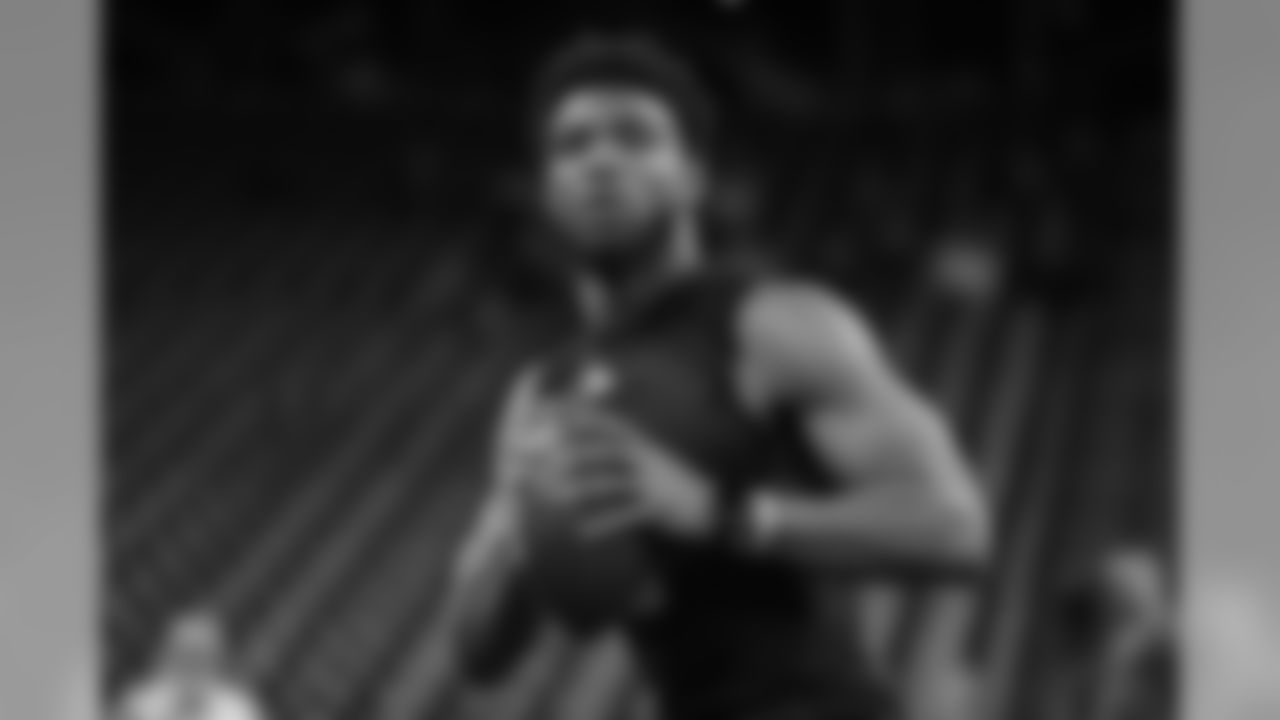 Missouri quarterback Kelly Bryant runs a drill at the NFL football scouting combine in Indianapolis, Thursday, Feb. 27, 2020. (AP Photo/Michael Conroy)