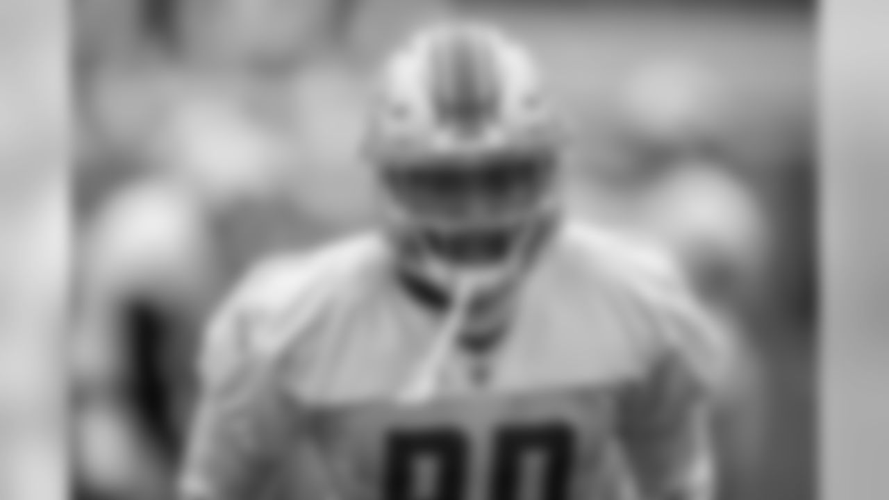 Detroit Lions tight end Michael Roberts (80) during practice at the Detroit Lions training facility on Thursday, Nov. 1, 2018 in Allen Park, Mich. (Detroit Lions via AP)