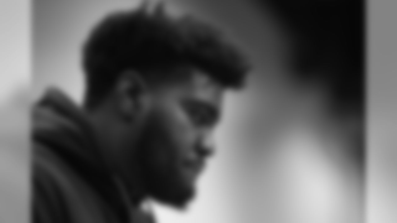 Louisville offensive lineman Mekhi Becton speaks during a press conference at the NFL football scouting combine in Indianapolis, Wednesday, Feb. 26, 2020. (AP Photo/Michael Conroy)