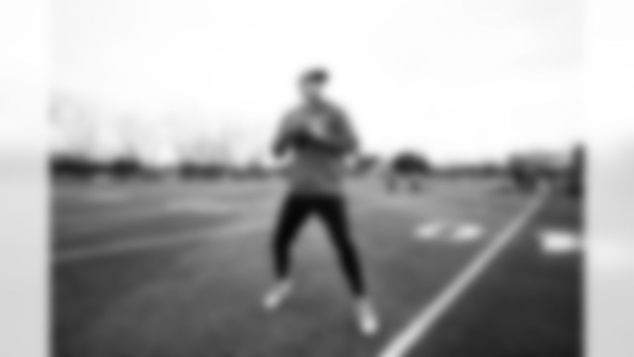 Detroit Lions quarterback Jared Goff (16) during a morning workout at the Lions training facility in Allen Park, MI on May 2, 2022. (Jeff Nguyen/Detroit Lions)