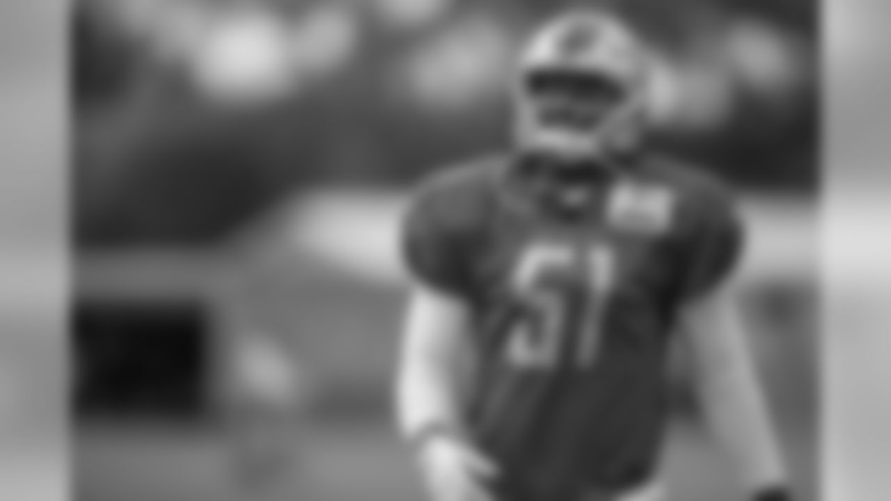 Detroit Lions linebacker Eli Harold (51) during practice at the Detroit Lions training facility on Tuesday, Aug. 28, 2018 in Allen Park, Mich. (Detroit Lions via AP)