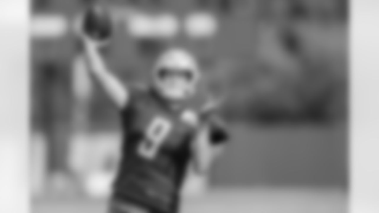 Detroit Lions quarterback Matthew Stafford (9) during training camp practice on Thursday, Aug. 2, 2018 in Allen Park, Mich. (Detroit Lions via AP)