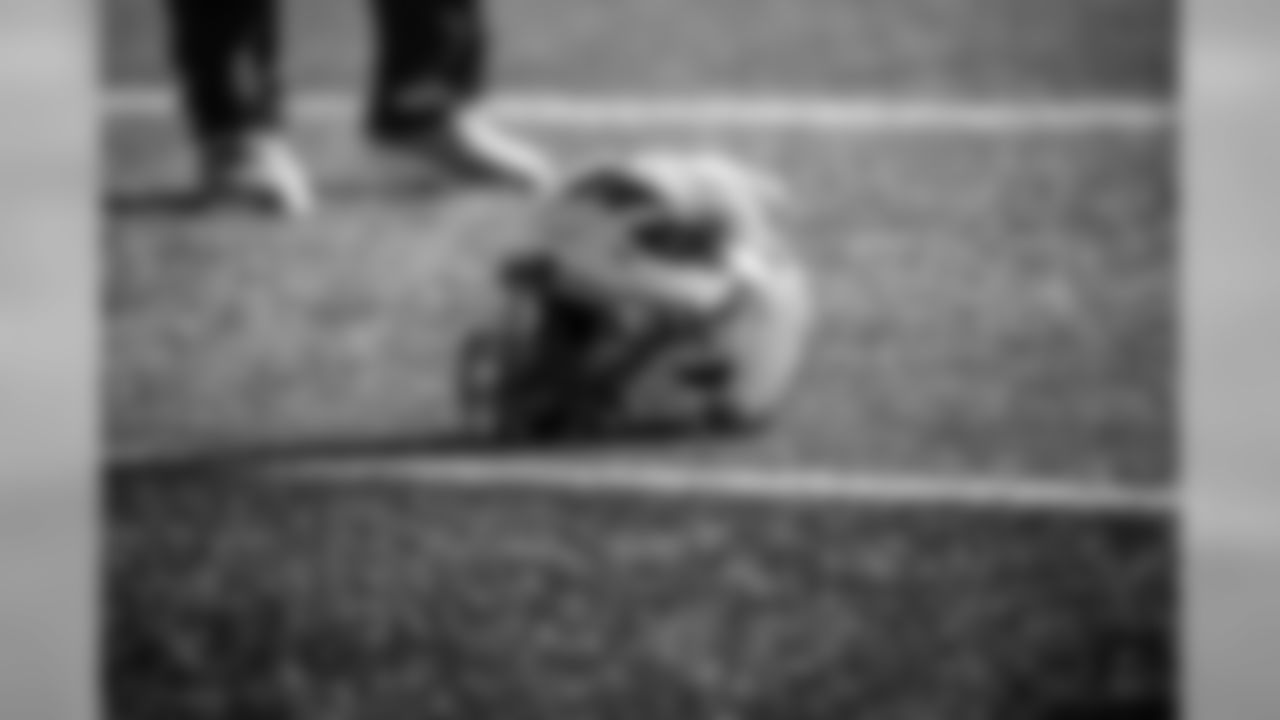 Michigan Wolverines helmet during Reese's Senior Bowl practice Tuesday, Jan. 21, 2020 in Mobile, Ala. (Detroit Lions via AP).
