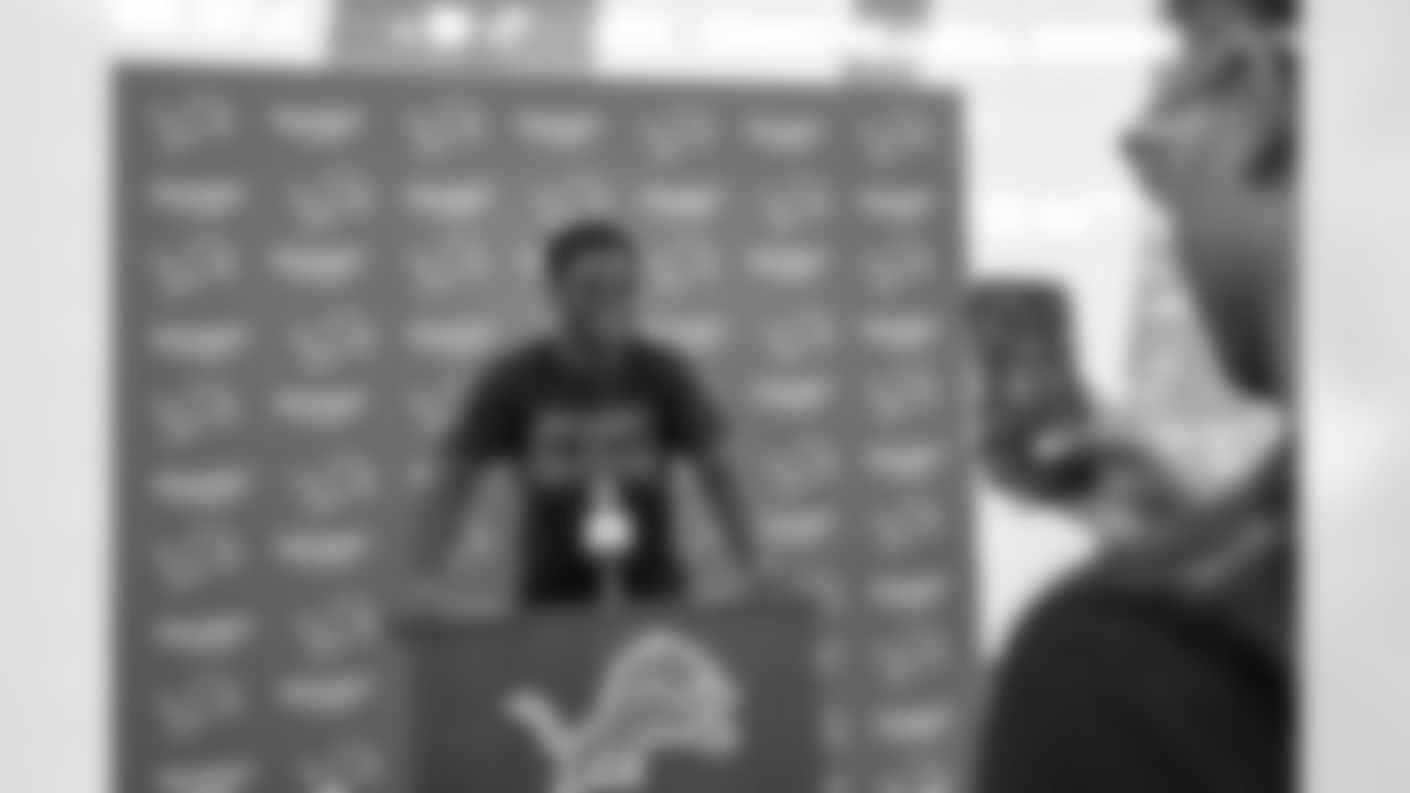 Fan posing for a photo during Lions Training Camp at the Training Facility in Allen Park,MI on August 2, 2022. (Steven Stark/Detroit Lions)