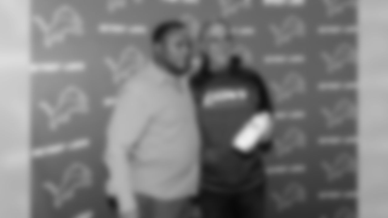 Detroit Lions season ticket members pick up Barry Sanders' Nike Turf Jet sneakers Wednesday, Nov. 27, 2019 at the Stadium Collection in Detroit.