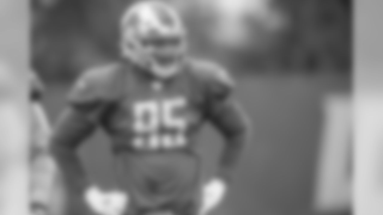 Detroit Lions defensive end Romeo Okwara (95) during practice at the Detroit Lions training facility Wednesday, Dec. 4, 2019 in Allen Park, Mich. (Detroit Lions via AP)