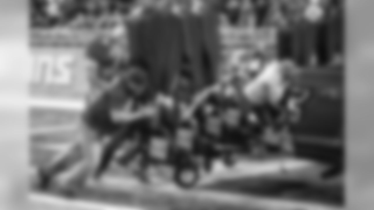 Built Ford Tough truck push during halftime of a NFL football game against the Green Bay Packers on Sunday, Oct. 7, 2018 in Detroit. (Detroit Lions via AP).