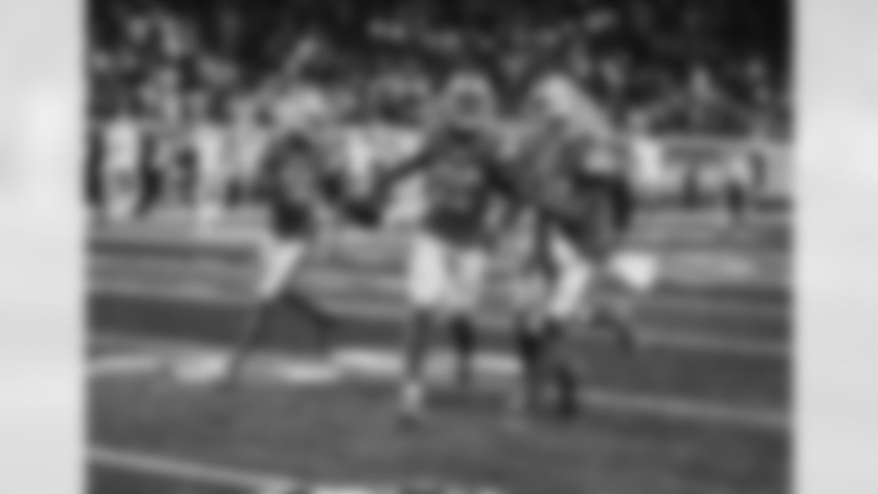 Detroit Lions cornerback Ifeatu Melifonwu (26) celebrates after recovering a fumble during a NFL football game against the San Francisco 49ers on Sunday, September 12, 2021 in Detroit, MI. (Jeff Nguyen/Detroit Lions).