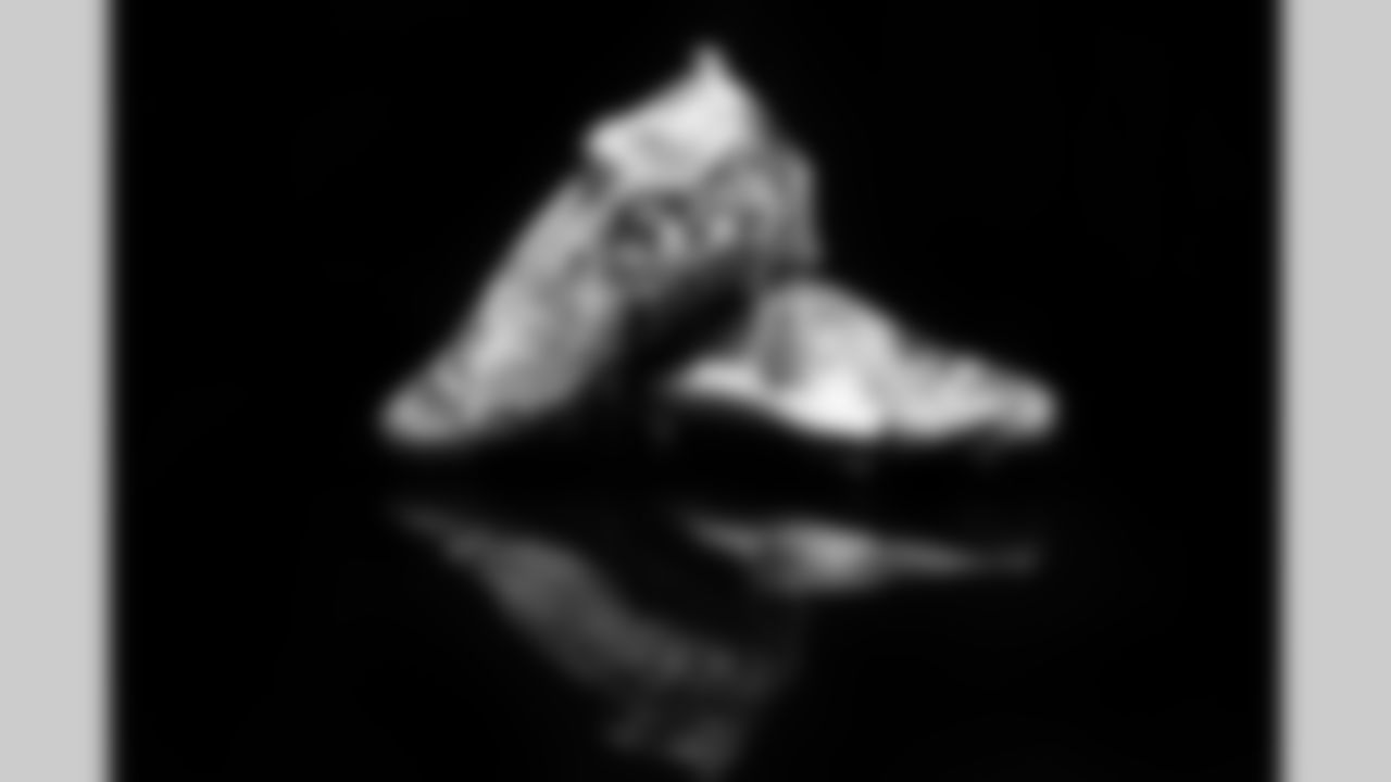 Cleats belonging to Detroit Lions linebacker Anthony Pittman (57) for the My Cause My Cleats initiative, shot in Allen Park MI on November 19, 2021. (Jeff Nguyen/Detroit Lions)