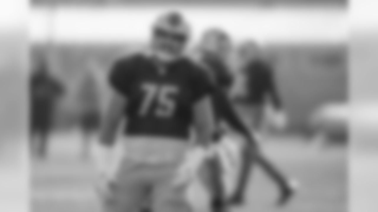 Detroit Lions center Leo Koloamatangi (75) during practice at the Detroit Lions training facility on Thursday, Dec. 13, 2018 in Allen Park, Mich. (Detroit Lions via AP)
