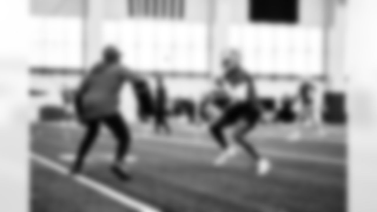 Detroit Lions Wide Receivers Coach Antwaan Randle El, Detroit Lions wide receiver Antoine Green (80) during practice at the Lions training facility in Allen Park, MI on September 15, 2023. (Jeff Nguyen/Detroit Lions)