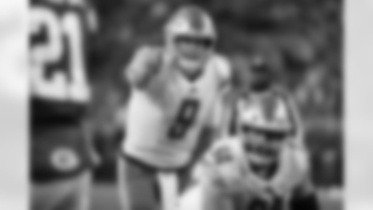 Detroit Lions quarterback Matthew Stafford (9) during an NFL Monday Night Football game between the Detroit Lions against the Green Bay Packers in Green Bay, Wisconsin, Monday, Nov 6, 2017. (Tom Hauck via AP)