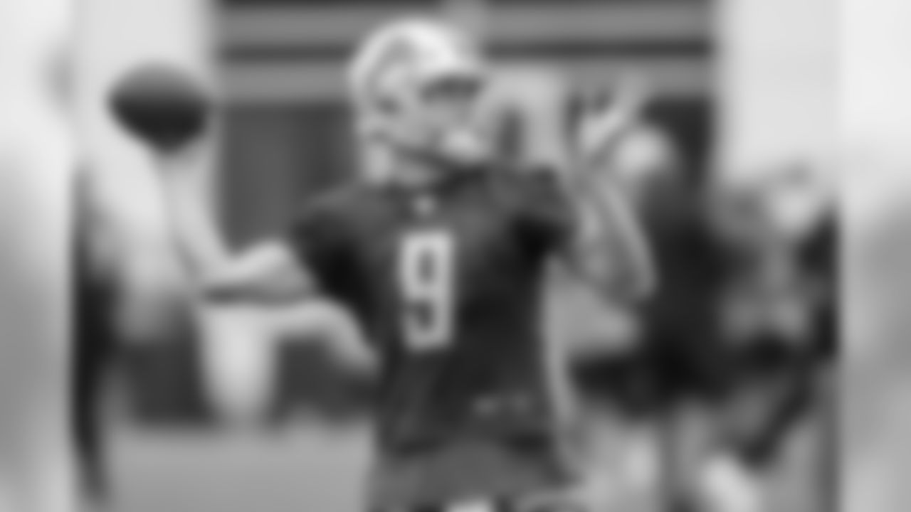Detroit Lions quarterback Matthew Stafford (9) during practice at the Detroit Lions training facility on Friday, Sept. 21, 2018 in Allen Park, Mich. (Detroit Lions via AP)