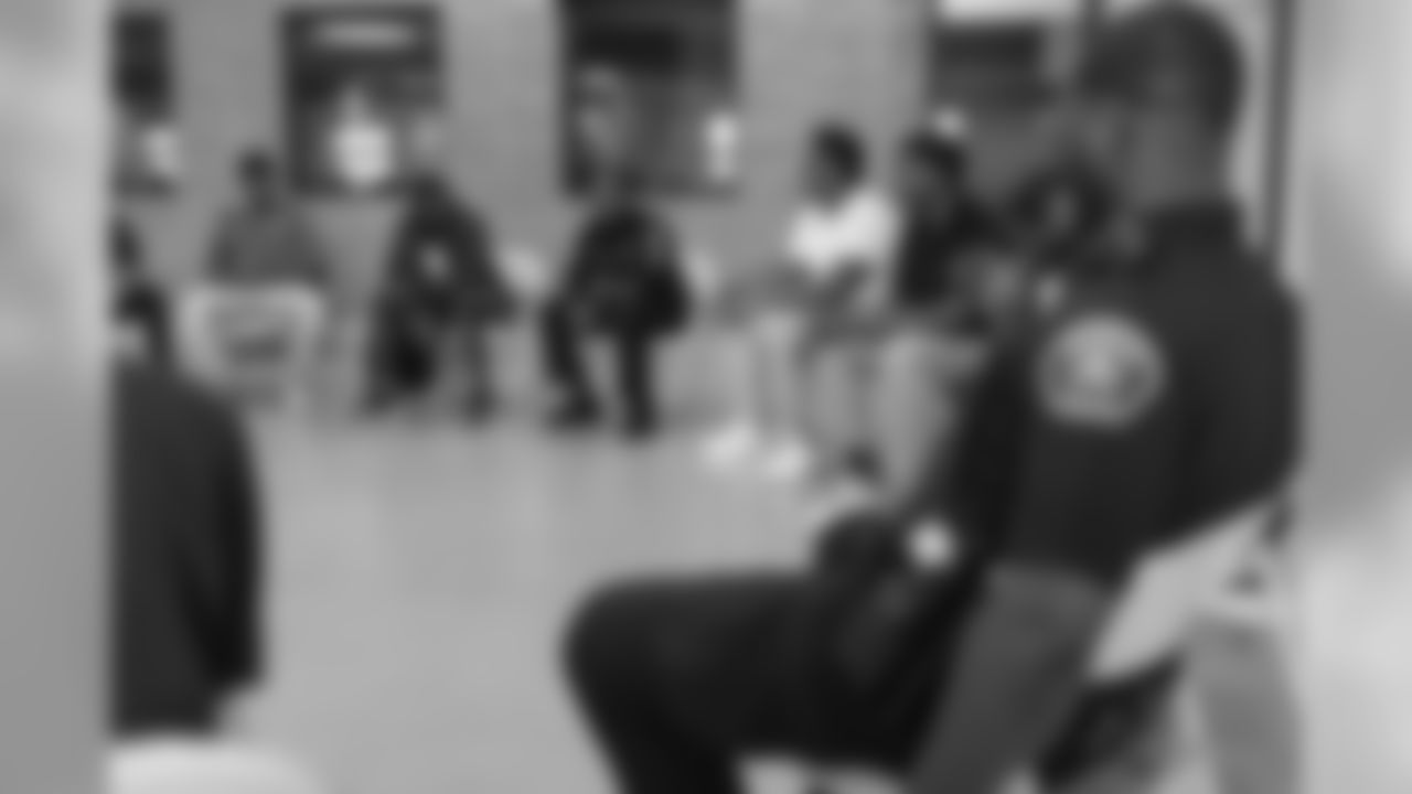 Devon Kennard joins participants for a conversation on social resilience at on Thursday, June 7, 2019 in Detroit.