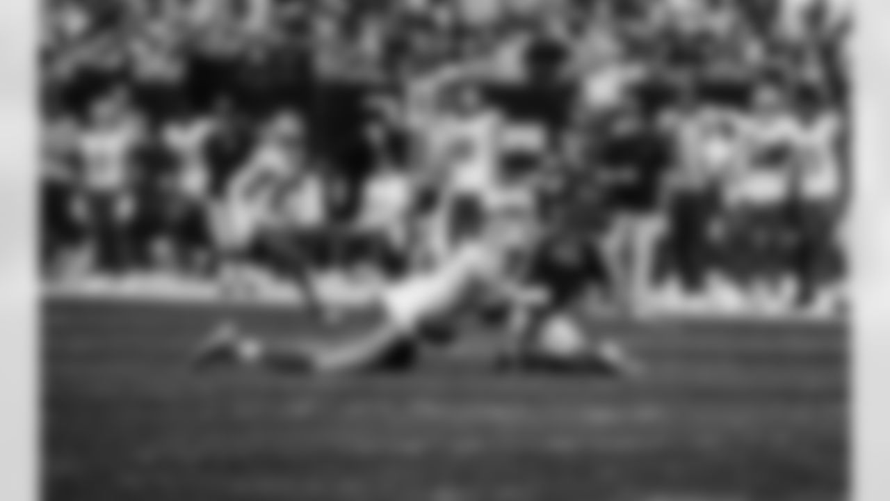 Detroit Lions outside linebacker Charles Harris (53) forces a fumble during a NFL football game against the Chicago Bears on October 3, 2021 in Chicago, IL. (Jeff Nguyen/Detroit Lions).