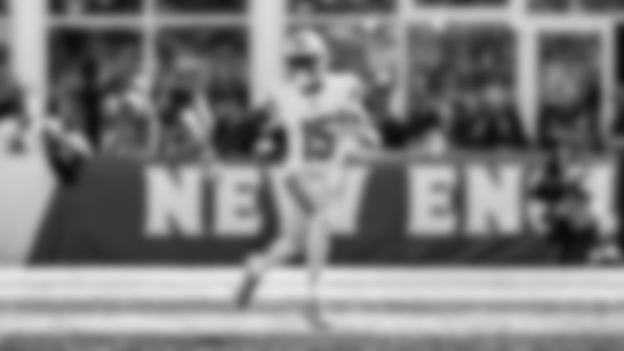 Detroit Lions wide receiver Maurice Alexander (15) returns a kick during a NFL football game against the New England Patriots on Sunday, October 9, 2022 in Foxborough, MA. (Jeff Nguyen/Detroit Lions).