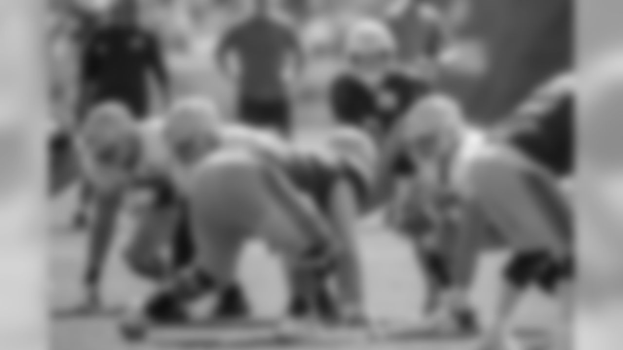 Detroit Lions quarterback Matthew Stafford (9) at the line of scrimmage during training camp practice on Sunday, July 29, 2018 in Allen Park, Mich. (Detroit Lions via AP)