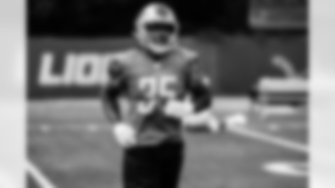 Detroit Lions running back Godwin Igwebuike (35) during Lions practice at the Training Facility in Allen Park, MI on September 9, 2021. (Jeff Nguyen/Detroit Lions)