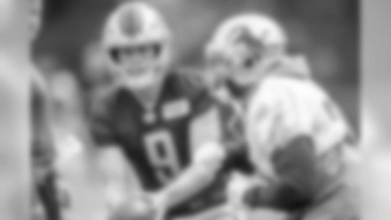 Detroit Lions quarterback Matthew Stafford (9) during practice at the Detroit Lions training facility on Tuesday, Aug. 27, 2019 in Allen Park, Mich. (Detroit Lions via AP)