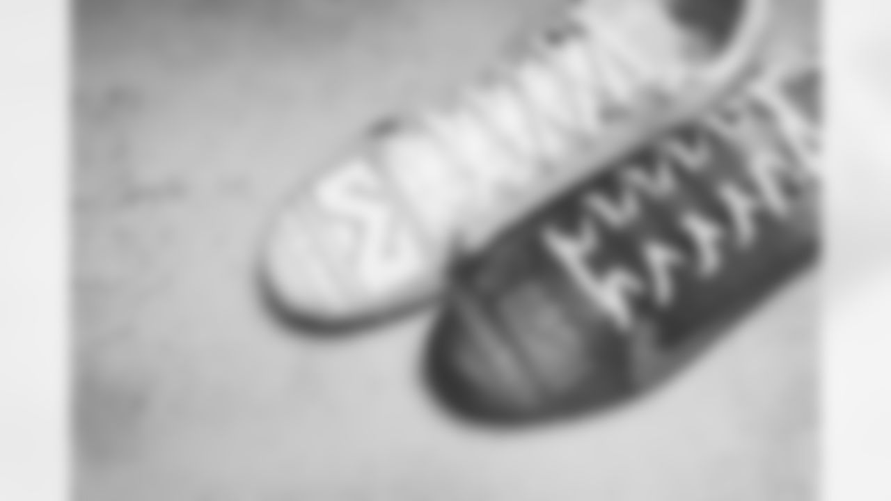 Detroit Lions tight end T.J. Hockenson (88) owns these shoes. My Cause My Cleats. (Detroit Lions via AP).