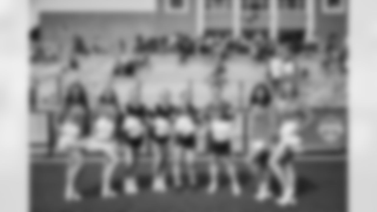 The Detroit Lions Cheerleaders cheer on during the 2023 Michigan Girls High School Flag Football Pilot League Week 2 at Stoney Creek HS Saturday May 13, 2023 in Rochester Hills, MI. (Carl Jones II/Detroit Lions).