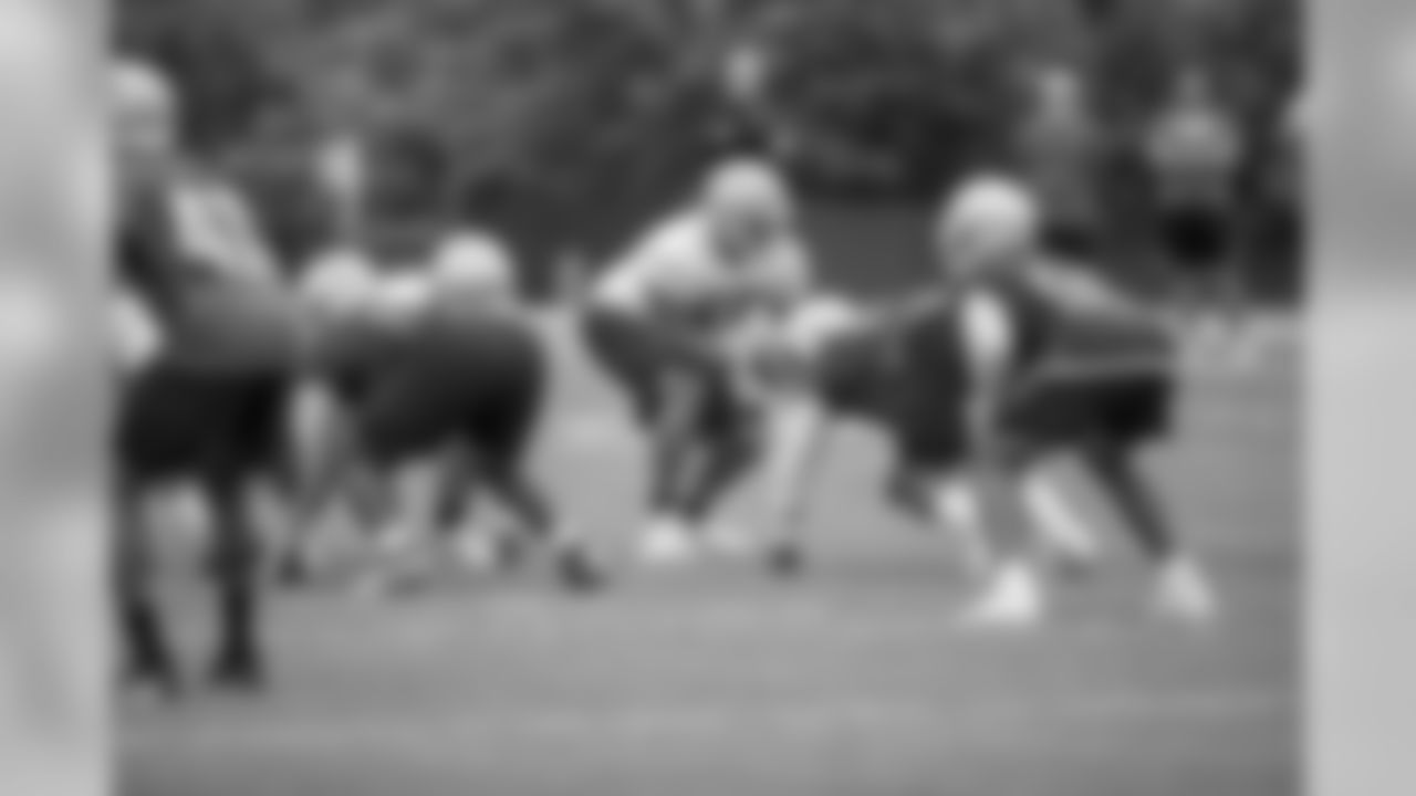 Detroit Lions tackle Tyrell Crosby (65) during a minicamp practice at the Detroit Lions training facility on Tuesday, June 5, 2018 in Allen Park, Mich. (Detroit Lions via AP)