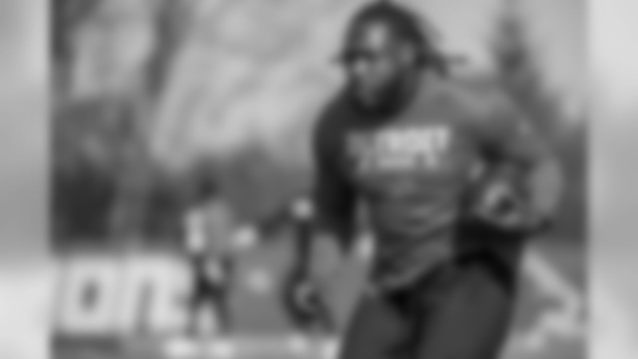 Detroit Lions running back LeGarrette Blount (29) during voluntary workouts at the Detroit Lions training facility on Tuesday, May 8, 2018 in Allen Park, Mich. (Detroit Lions via AP)