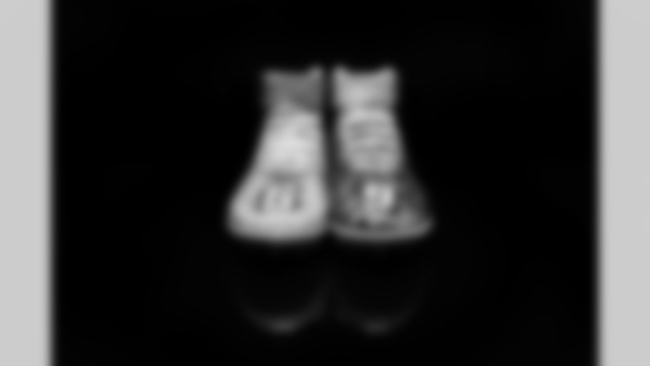 Cleats belonging to Detroit Lions tackle Will Holden (69) for the My Cause My Cleats initiative, shot in Allen Park MI on November 19, 2021. (Jeff Nguyen/Detroit Lions)