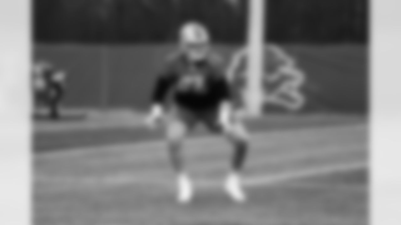 Detroit Lions tackle Matt Nelson (67) during practice at the Lions Training Facility in Allen Park, MI on January 5, 2023. (Jeff Nguyen/Detroit Lions)