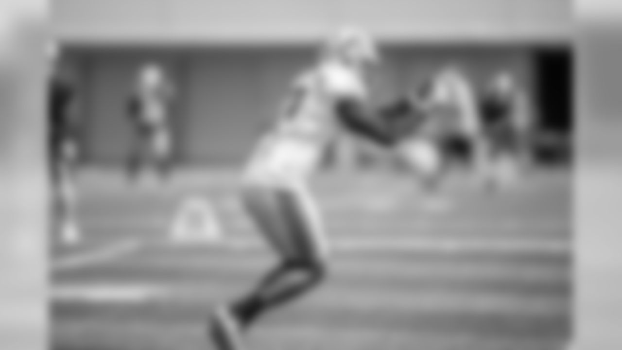 Detroit Lions running back Kerryon Johnson (33) during practice at the Detroit Lions training facility Wednesday, Sept. 4, 2019 in Allen Park, Mich. (Detroit Lions via AP)