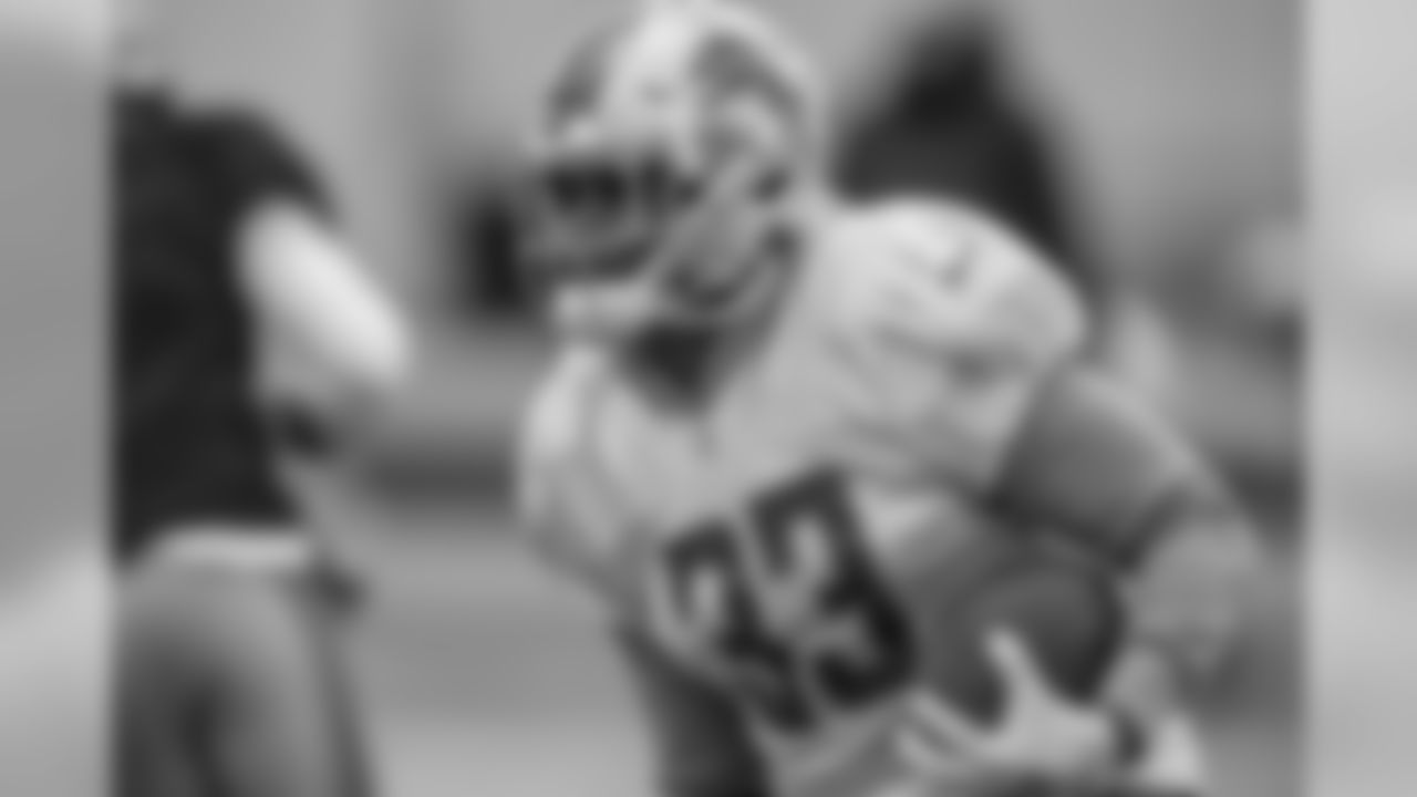 Detroit Lions running back Kerryon Johnson (33) during practice at the Detroit Lions training facility Wednesday, Dec. 4, 2019 in Allen Park, Mich. (Detroit Lions via AP)