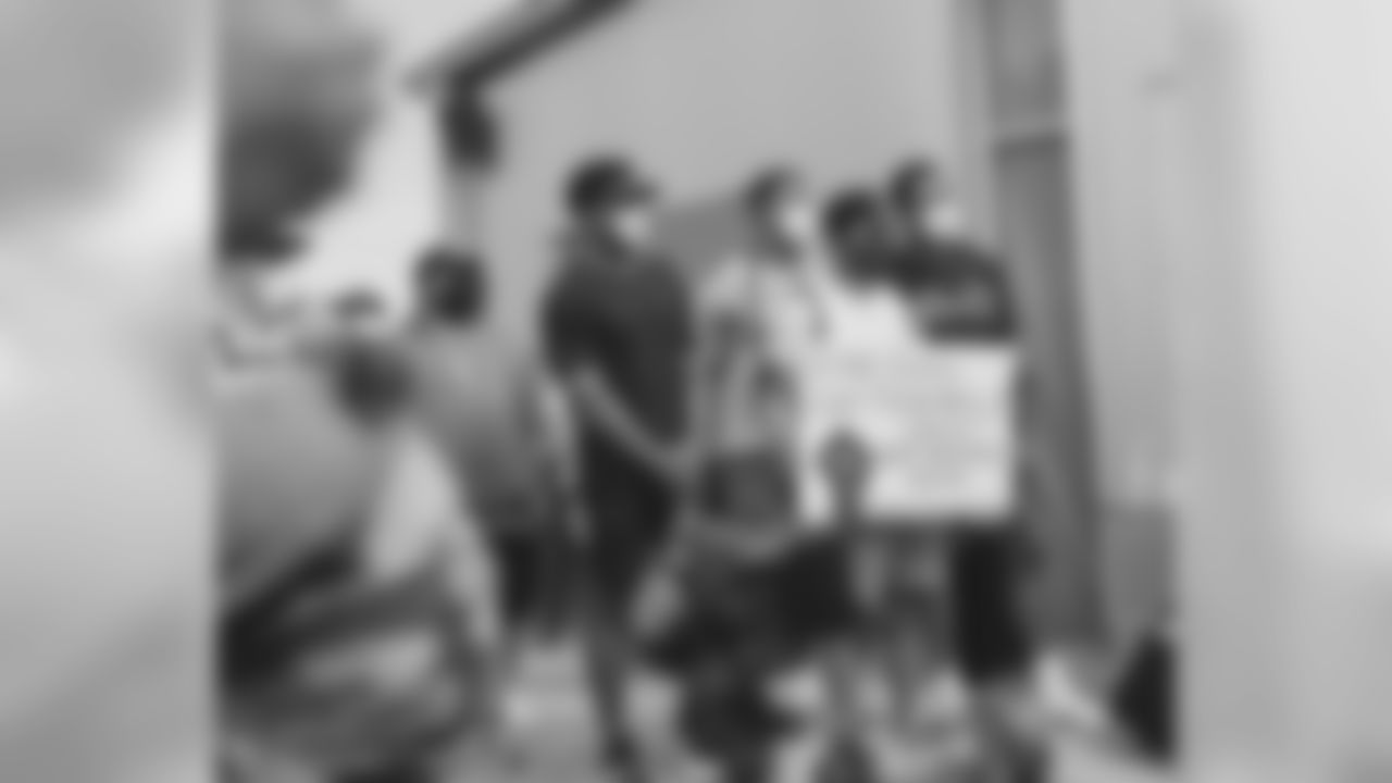 Matt Patricia, Christian Jones, Julian Okwara, Romeo Okwara and Jamal Agnew at the Belle Isle Peace March Friday, June 5, 2020 in Detroit.
